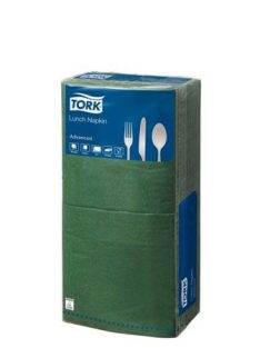   Szalvéta, 1/4 hajtogatott, 2 rétegű, 32x32 cm, Advanced, TORK "Lunch", sötétzöld (KHH195)