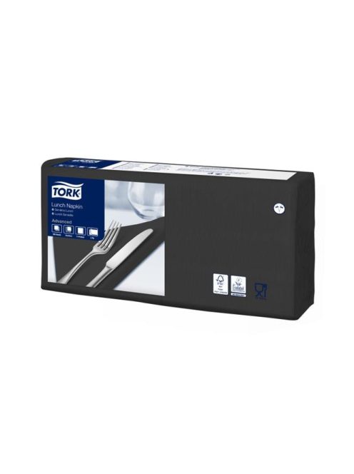 Szalvéta, 1/4 hajtogatott, 2 rétegű, 32x32 cm, Advanced, TORK "Lunch", fekete (KHH387)