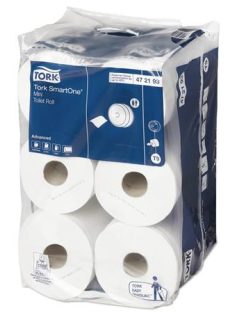   Toalettpapír, T9 rendszer, 2 rétegű, 14,9 cm átmérő, TORK " SmartOne® Mini", fehér (KHH394)