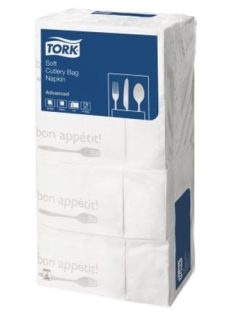   Szalvéta, 1/8 hajtogatott, 3 rétegű, 39x40 cm, TORK "Soft Bon Appetit Cutlery Pocket", decor (KHH469)