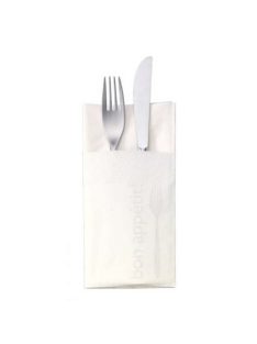   Szalvéta, 1/8 hajtogatott, 3 rétegű, 39x40 cm, TORK "Soft Bon Appetit Cutlery Pocket", decor (KHH469)