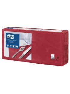  Szalvéta, 1/4 hajtogatott, 3 rétegű, 32,5x32,8 cm, Advanced, TORK "Soft Lunch", bordó (KHH513)