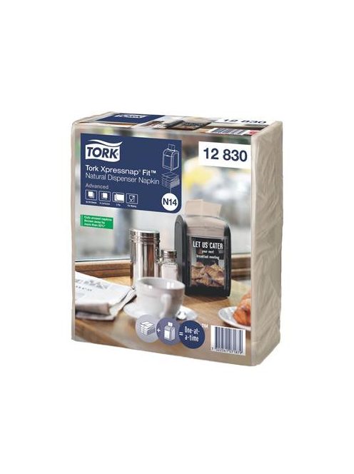 Szalvéta, adagolós, 2 rétegű, 21,3x16,5 cm, N14 rendszer, Advanced, TORK "Xpressnap Fit®", natúr (KHH674)