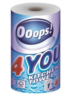   Háztartási papírtörlő, 2 rétegű, 200 lap, tekercses, OOOPS "4You" (KHHVP041)