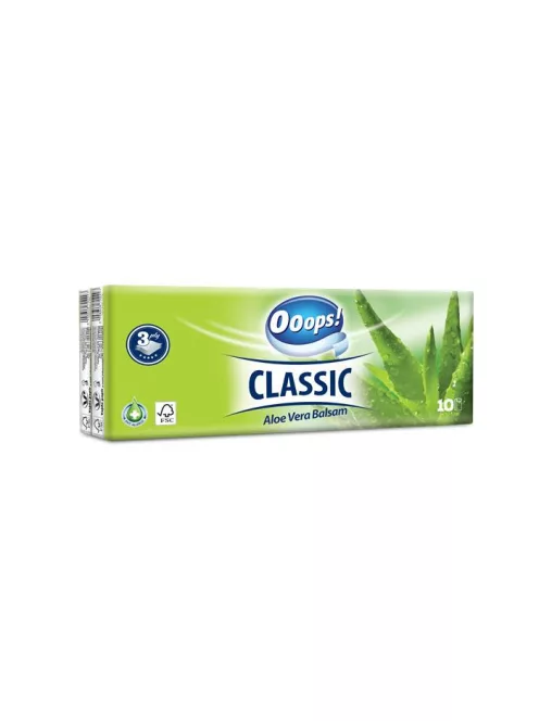 Papír zsebkendő, 3 rétegű, 10x10 db, OOOPS "Classic", aloe vera (KHHVP043)