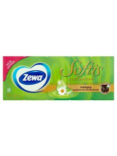   Papír zsebkendő, 4 rétegű, 10x9 db, ZEWA "Softis", aloe balsam (KHHZ22)
