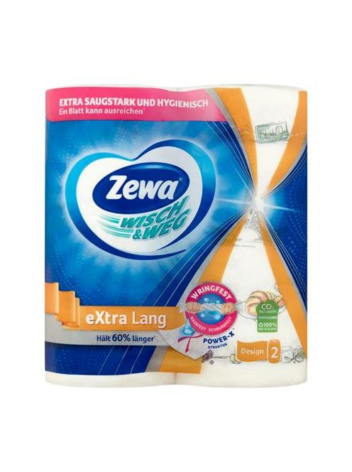 Háztartási papírtörlő, 2 rétegű, 2 tekercses, ZEWA "Wisch&Weg extra lang" (KHHZ31)