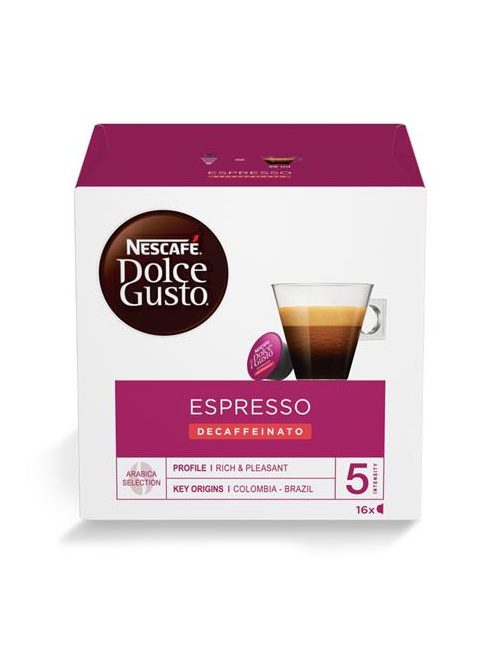 Kávékapszula, 16x7 g, NESCAFÉ "Dolce Gusto Espresso", koffeinmentes (KHK364)