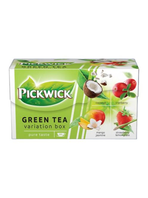 Zöld tea, 20x1,5 g, PICKWICK "Zöld tea Gyümölcsös Variációk", kókusz, vörösáfonya, eper-citromfű, mangó-jázmin (KHK461H)