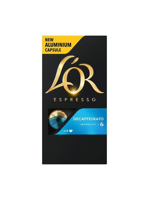 Kávékapszula, 10 db, koffeinmentes, JACOBS DOUWE EGBERTS "L'OR Decaffeinato" (KHK791)
