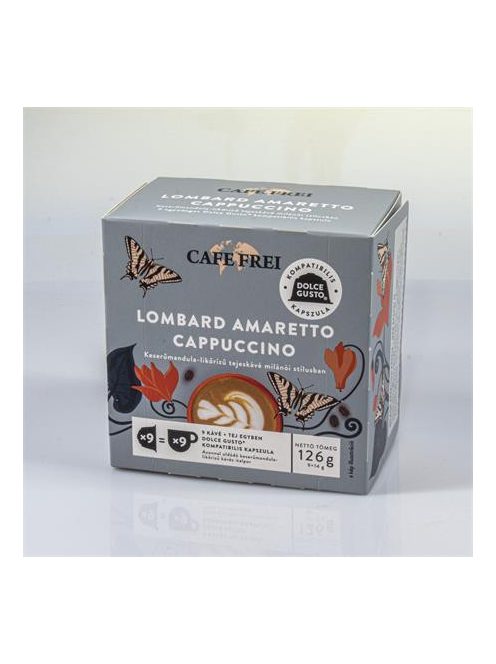 Kávékapszula, Dolce Gusto kompatibilis, 9 db, CAFE FREI "Lombard amaretto cappuccino" (KHK849)