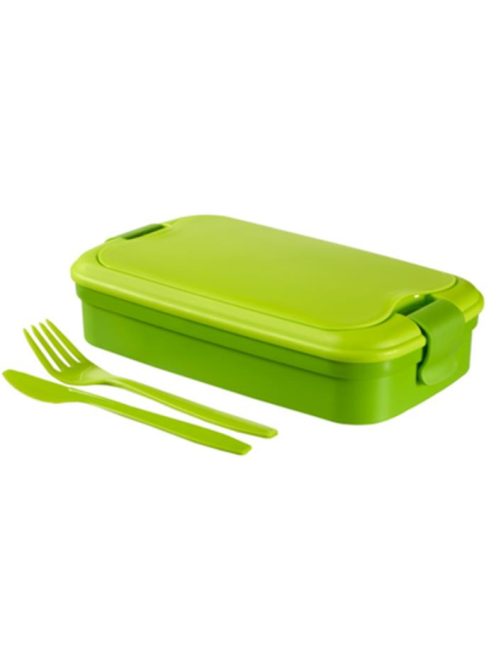 Ételtartó, evőeszközzel, CURVER "Lunch&Go", zöld (KHMU139)