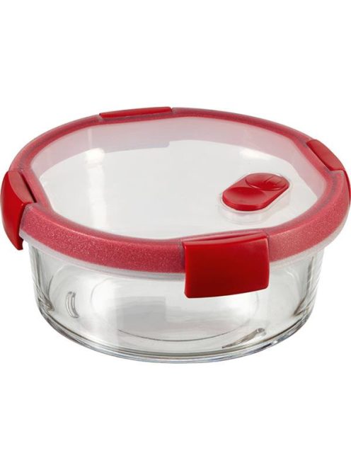 Ételtartó, kerek, üveg, 0,6 l, CURVER "Smart Cook", piros (KHMU179)