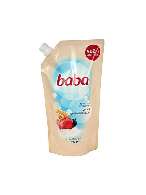 Folyékony szappan utántöltő, 0,5 l, BABA, tej és gyümölcs (KHT454)