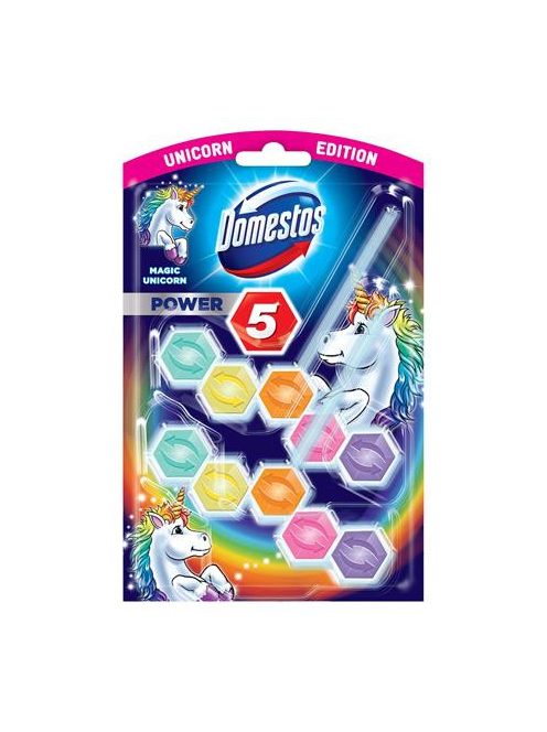 WC fertőtlenítő, 2 db-os, DOMESTOS "Power 5", unikornis (KHT839)