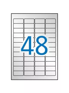   Etikett, 45,7x21,2 mm, poliészter, időjárásálló, kerekített sarkú, APLI, ezüst, 960 etikett/csomag, APLI