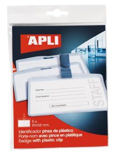 Névkitűző, csíptetővel, 90x56 mm, APLI (LCA11739)