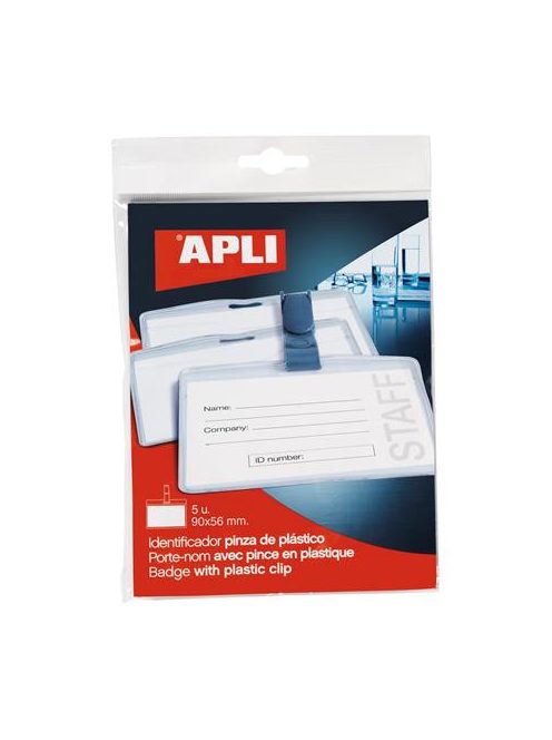 Névkitűző, csíptetővel, 90x56 mm, APLI (LCA11739)