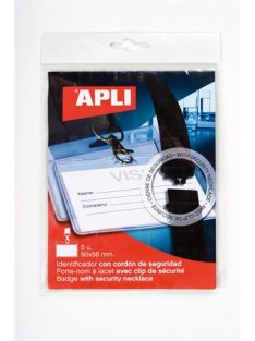   Azonosítókártya tartó, nyakba akasztható, biztonsági csattal, 90x56 mm, APLI (LCA11743)