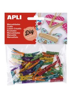 Csipesz, fa, 25x3 mm, APLI, színes (LCA13479)