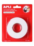 Ragasztó tekercs, 3D, kétoldalas, szivacs, APLI, 19 mm x 2,28 m, fehér (LCA13986)