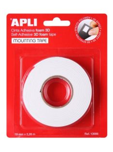   Ragasztó tekercs, 3D, kétoldalas, szivacs, APLI, 19 mm x 2,28 m, fehér (LCA13986)