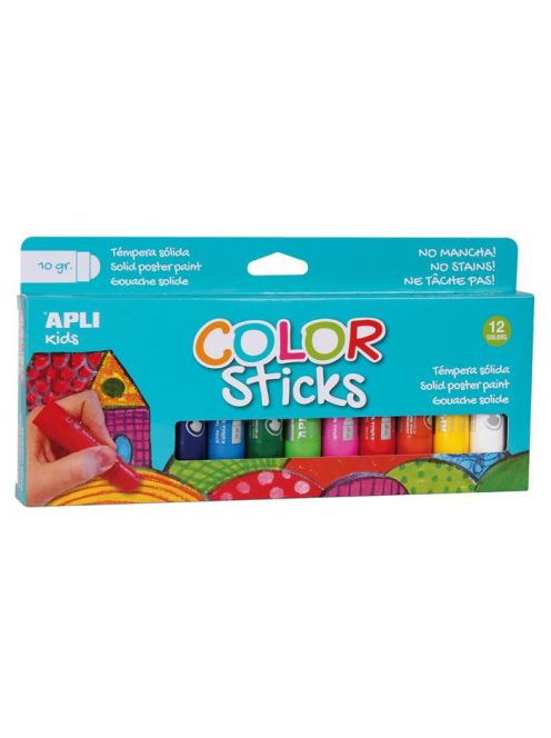 Tempera kréta készlet, APLI Kids "Color Sticks", 12 különböző szín (LCA14228)