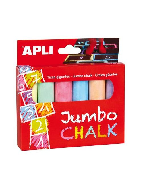 Aszfaltkréta, kerek, jumbo, APLI, 6 különböző szín (LCA14367)