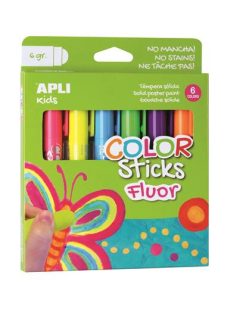   Tempera kréta készlet, APLI Kids "Color Sticks Fluor", 6  fluoreszkáló szín (LCA14404)