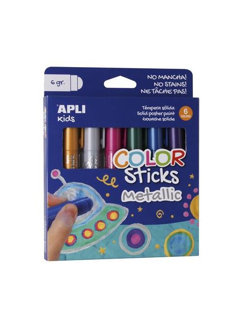 Tempera kréta készlet, APLI Kids "Color Sticks Metallic", 6 különböző metál szín (LCA14405)