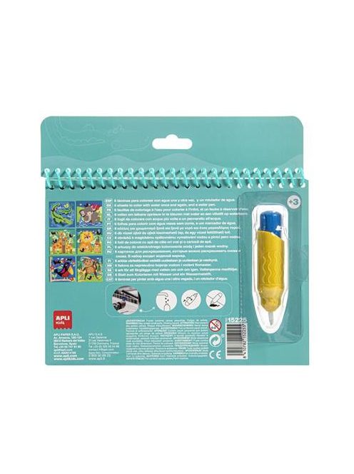 Színezőfüzet, vízbázisú, APLI Kids "Aqua Fun", dzsungel (LCA15225)