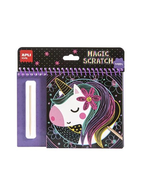 Képkarcoló füzet, APLI Kids "Magic Scratch", unikornis (LCA17150)