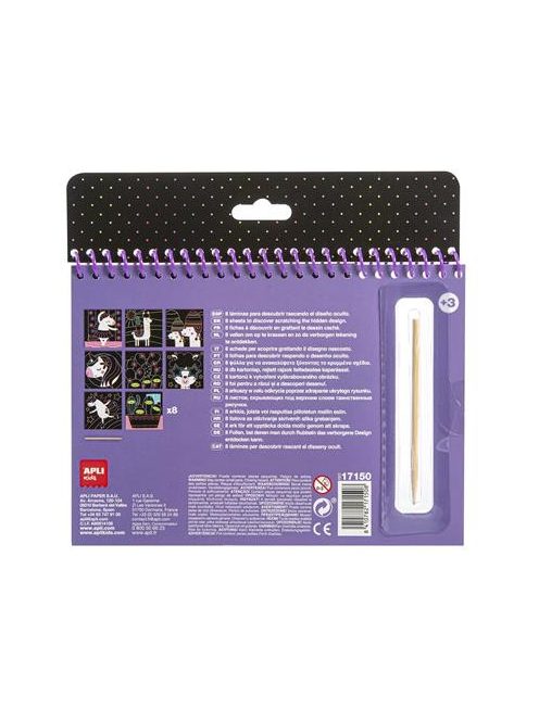 Képkarcoló füzet, APLI Kids "Magic Scratch", unikornis (LCA17150)