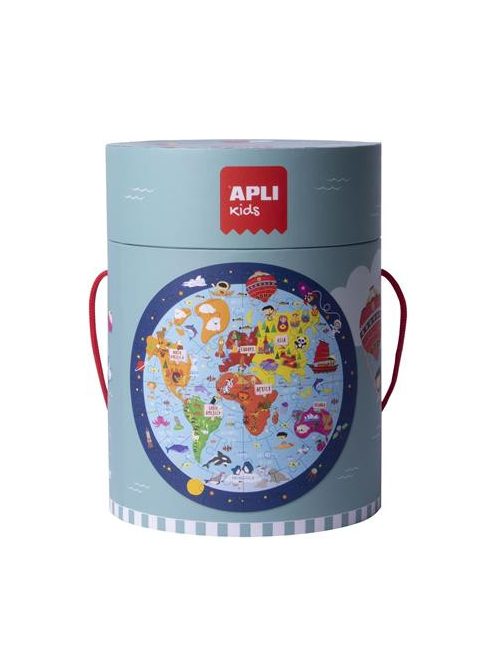Puzzle, kör alakú, 48 darabos, APLI Kids "Circular Puzzle", világtérkép (LCA18201)