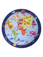 Puzzle, kör alakú, 48 darabos, APLI Kids "Circular Puzzle", világtérkép (LCA18201)