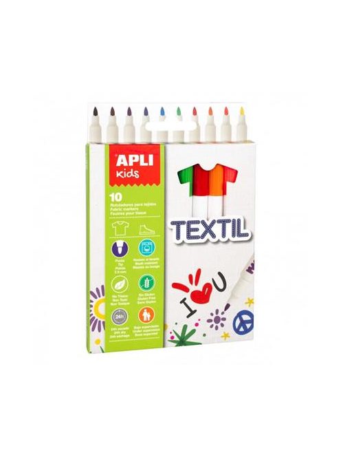 Textilfilc, 2,9 mm, APLI Kids "Markers Textil", 10 különböző szín (LCA18220)