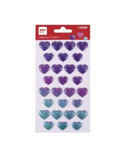   Matrica, domború, APLI Kids "Stickers", tündöklő szívek (LCA19306)