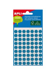   Etikett, 8 mm kör, kézzel írható, színes, APLI, kék, 288 etikett/csomag, APLI