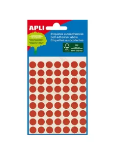   Etikett, 8 mm kör, kézzel írható, színes, APLI, piros, 288 etikett/csomag, APLI