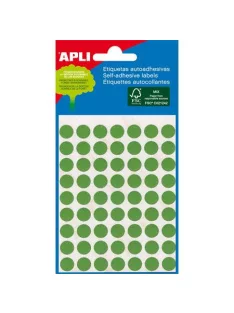   Etikett, 8 mm kör, kézzel írható, színes, APLI, zöld, 288 etikett/csomag, APLI