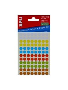   Etikett, 8 mm, kör, kézzel írható, színes, APLI, vegyes színek, 288 etikett/csomag, APLI