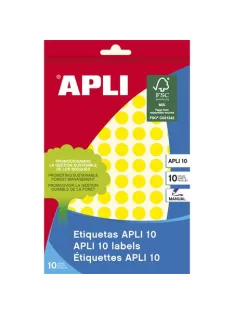   Etikett, 10 mm kör, kézzel írható, színes, APLI, sárga, 1008 etikett/csomag, APLI