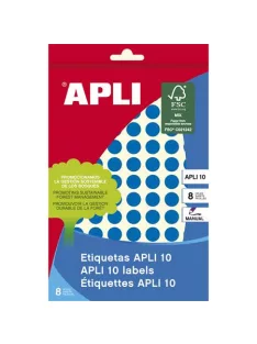   Etikett, 10 mm kör, kézzel írható, színes, APLI, kék, 1008 etikett/csomag, APLI
