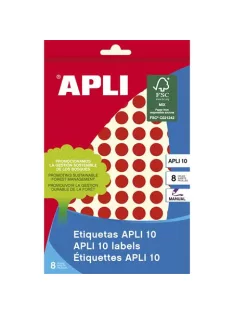   Etikett, 10 mm kör, kézzel írható, színes, APLI, piros, 1008 etikett/csomag, APLI