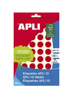   Etikett, 16 mm kör, kézzel írható, színes, APLI, piros, 432 etikett/csomag, APLI