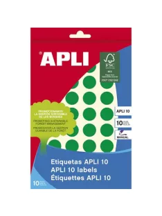   Etikett, 16 mm kör, kézzel írható, színes, APLI, zöld, 432 etikett/csomag, APLI
