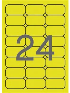   Etikett, 64x33,9 mm, színes, kerekített sarkú, APLI, neon sárga, 480 etikett/csomag, APLI