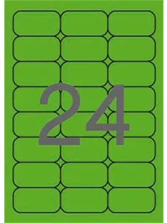   Etikett, 64x33,9 mm, színes, kerekített sarkú, APLI, neon zöld, 480 etikett/csomag, APLI