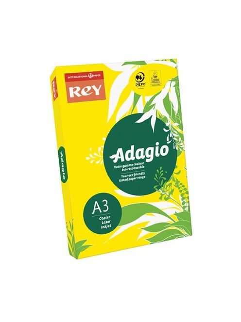 Fénymásolópapír, színes, A3, 80 g, REY "Adagio", intenzív sárga (LIPAD38IS)