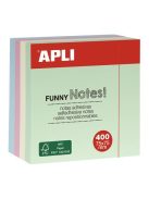 Öntapadó jegyzettömb, 75x75 mm, 400 lap, APLI "Funny", pasztell (LNP10972)